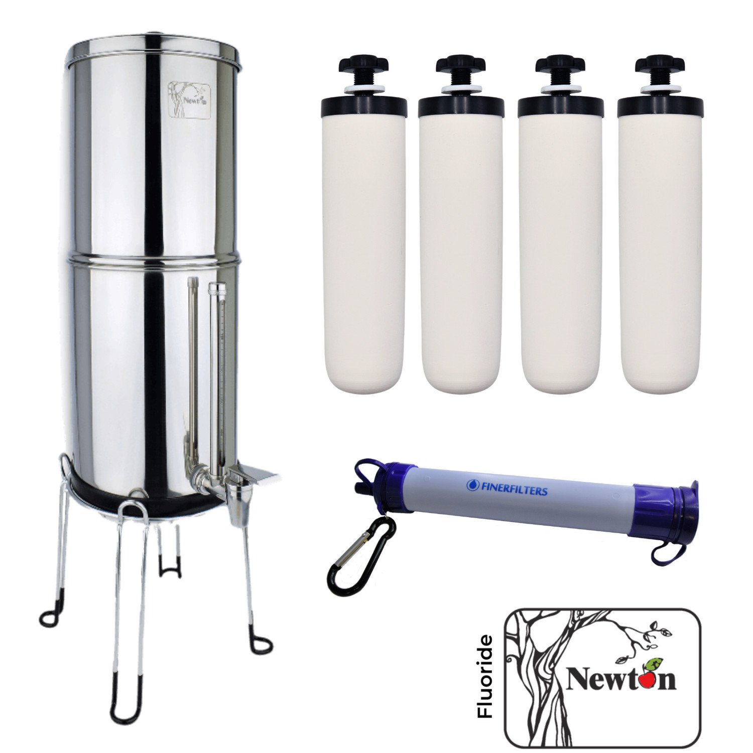 Premium Gravity Water Filter System - Newton 6L Survival Kit, Fluoride Removal