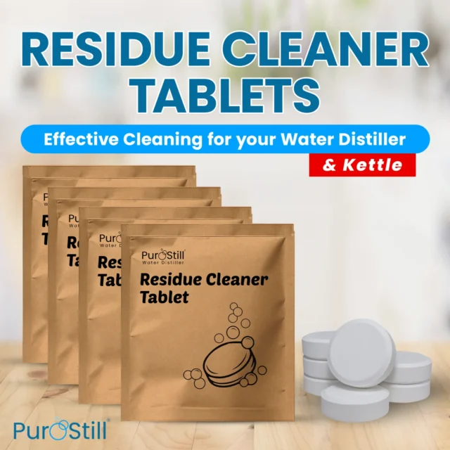 Packaging of residue cleaner tablets for water distillers and kettles.