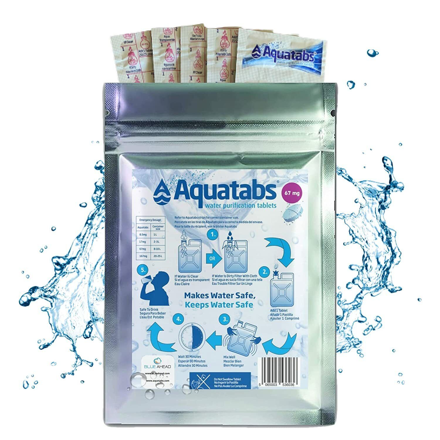 Premium Water Purification Tablets NaDCC 67 MG - 50 Tablets (10L Treatment)