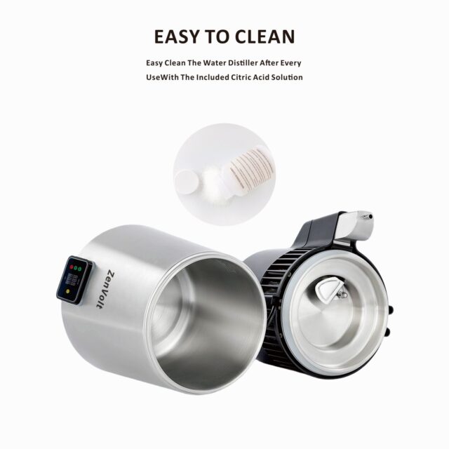 ZenVolt 304 stainless steel water distiller with digital controls