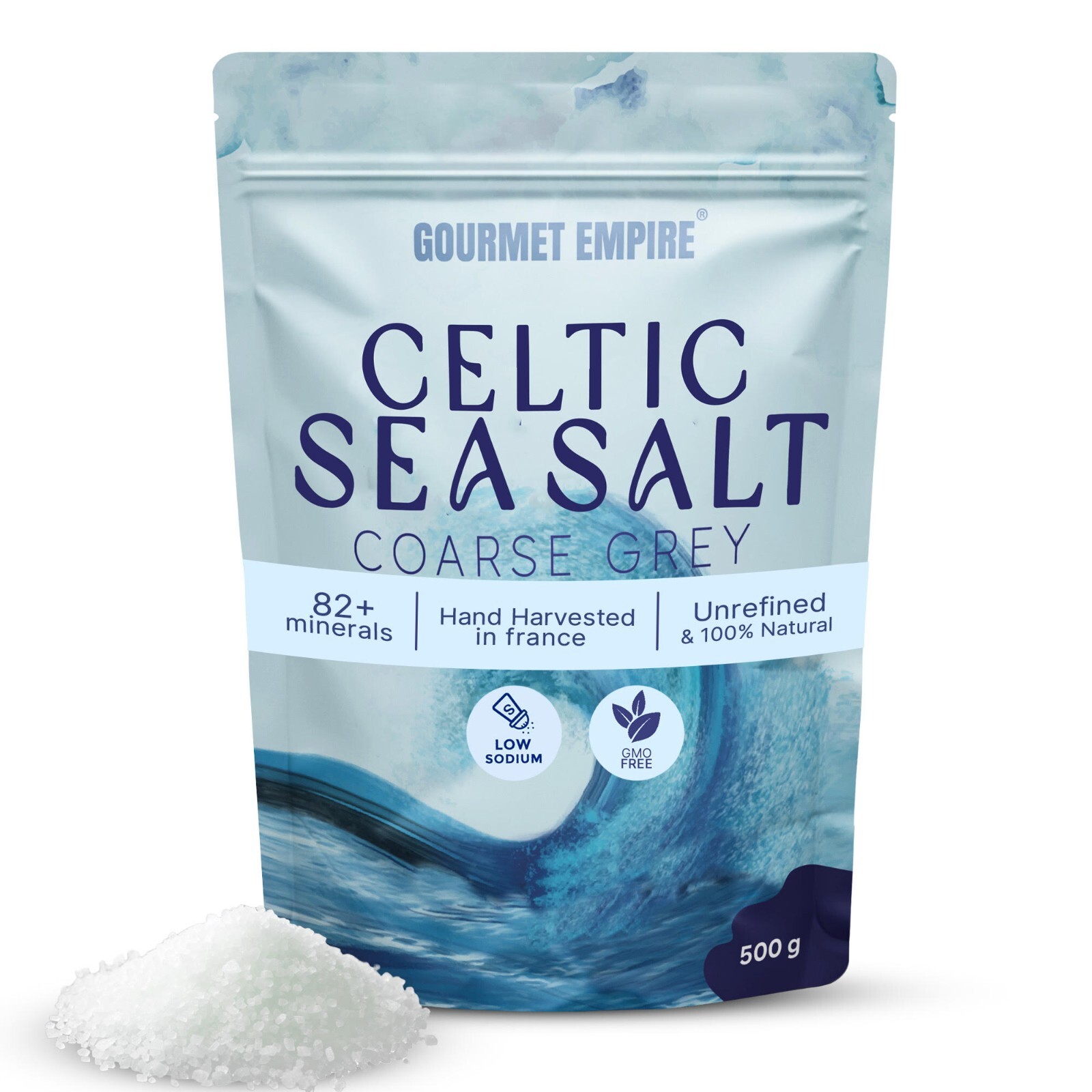 Premium Organic Celtic Sea Salt 500g Coarse Light Grey 82+ Natural Minerals
