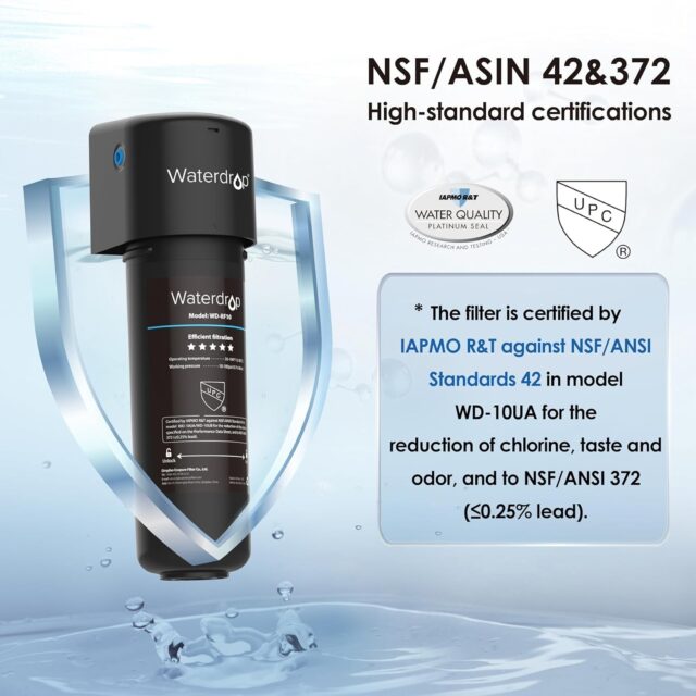 Waterdrop 10UA under sink filter system with certifications