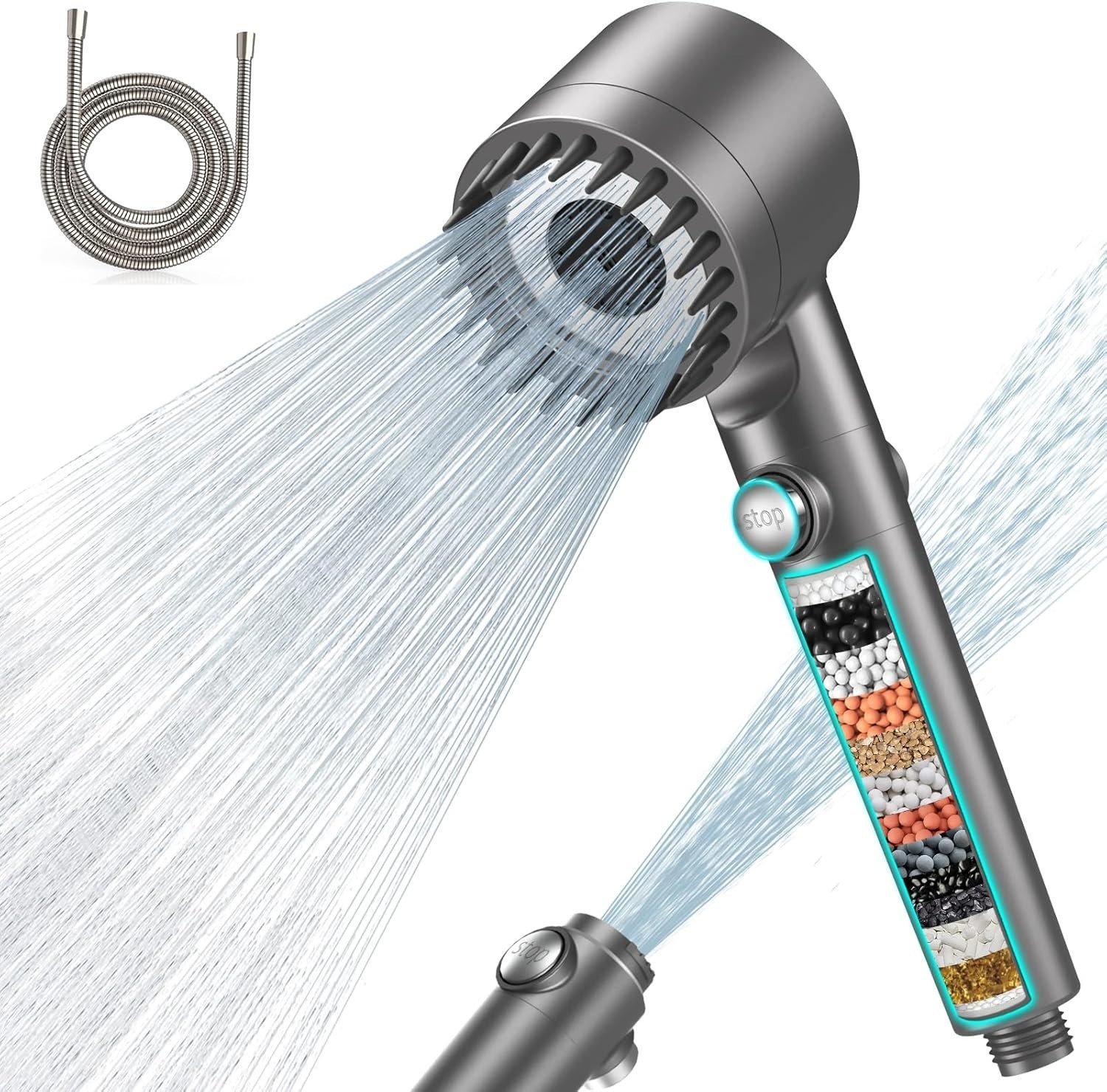 Premium MEKO Hard Water Filter Shower Head, 15 Stage Filter, 3+1 Spray Modes