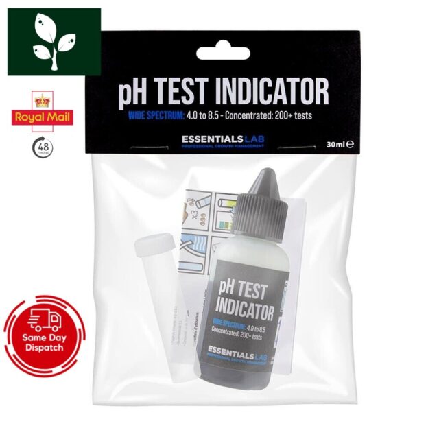 pH test kit with bottle and testing tube in packaging.