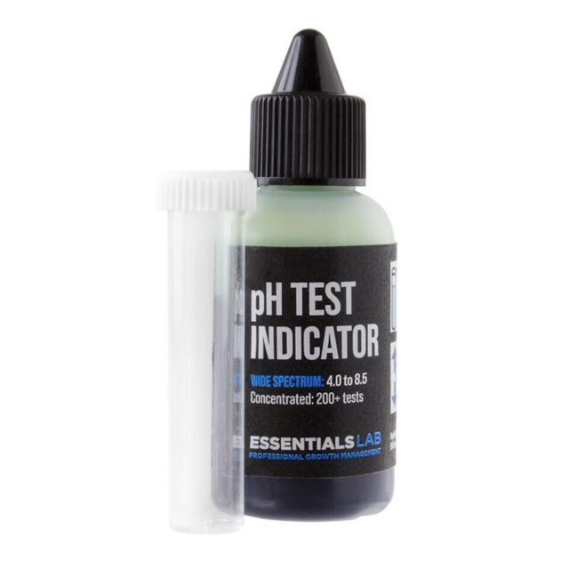 pH test kit with indicator solution and testing vial