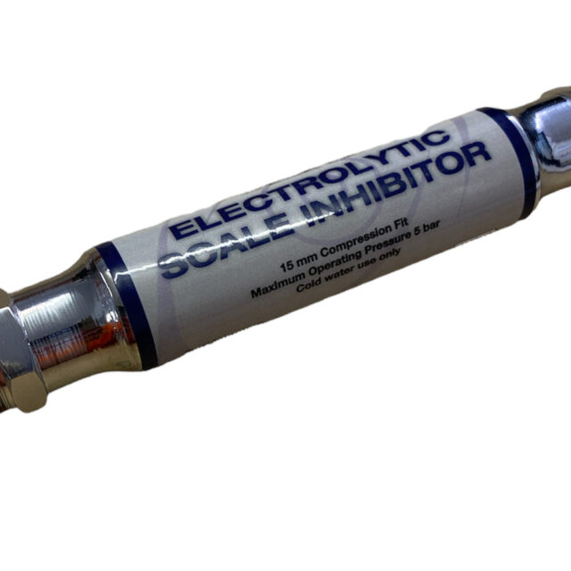 Electrolytic limescale inhibitor boiler filter with 15mm compression fit.