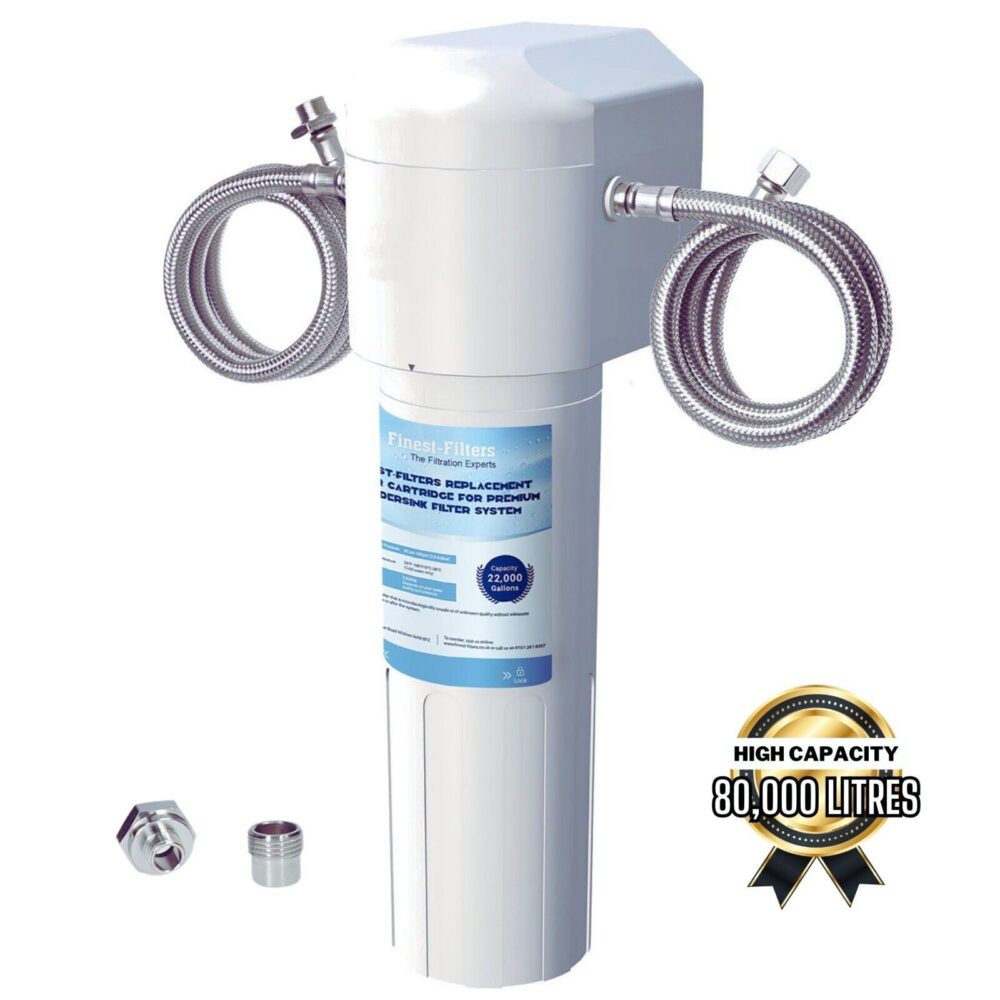 Undersink water filter system with high capacity for clean drinking water.