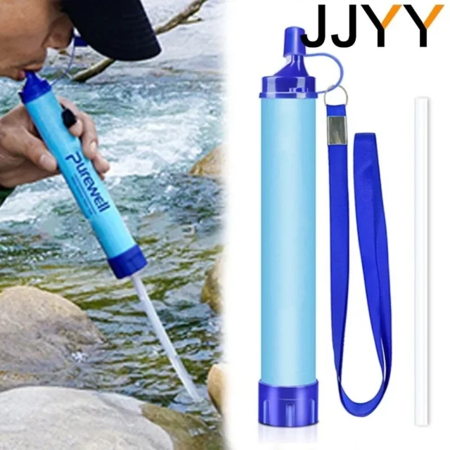 Portable water filter straw used for purifying water from a stream