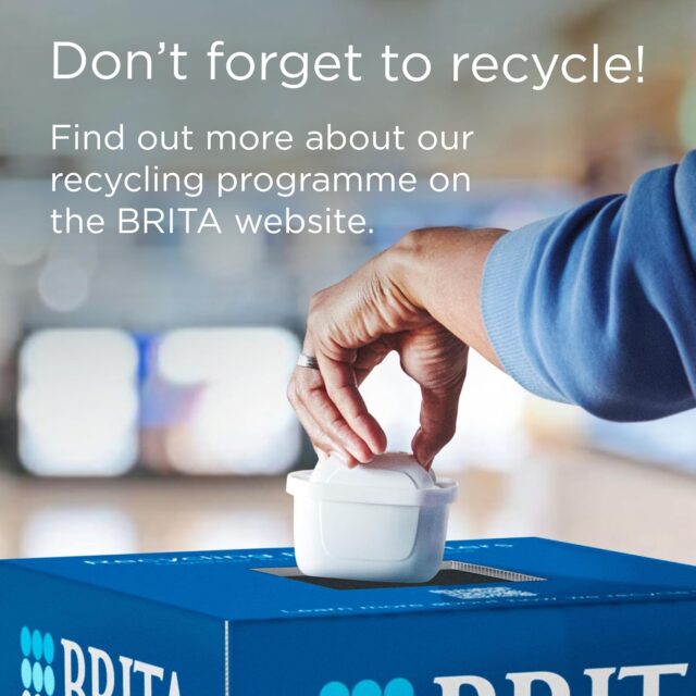 Person recycling a BRITA water filter cartridge
