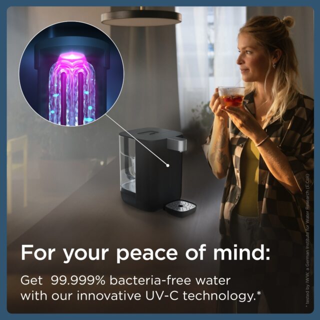 BRITA Cube Black hot water dispenser with UV-C technology