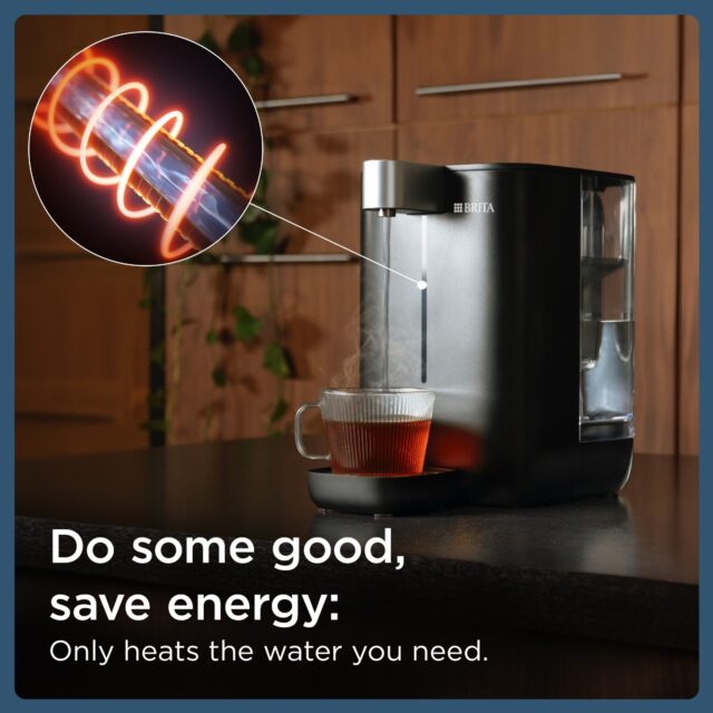 BRITA Cube Black hot water dispenser with tea cup