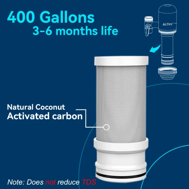 Stainless faucet water filter with activated carbon