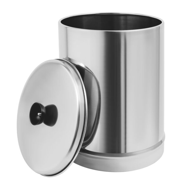 Stainless steel gravity-fed water filter system with lid