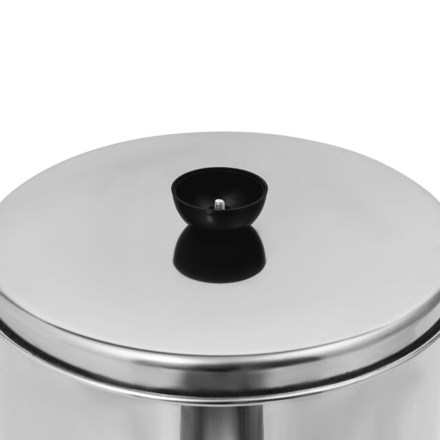 Top view of a stainless steel water filter system lid
